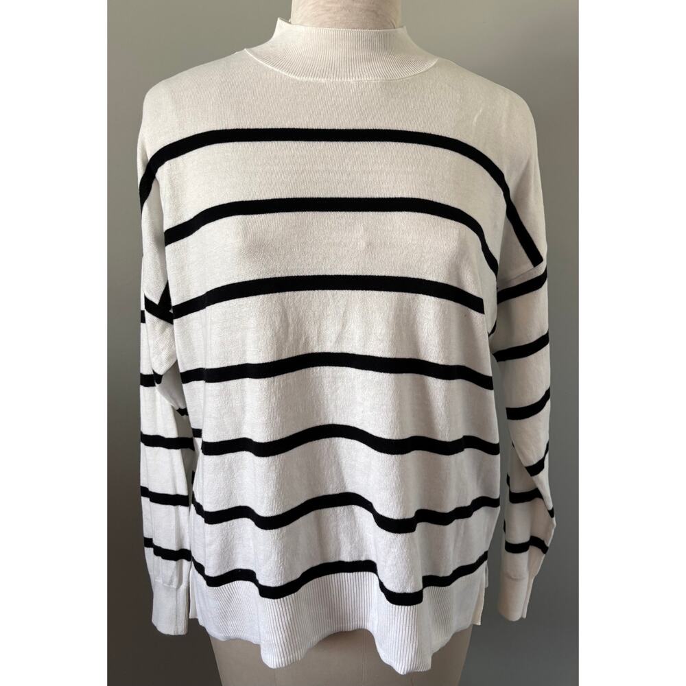 Old Navy Black White Striped Mock Turtleneck Sweater Size XL New With Tags $30